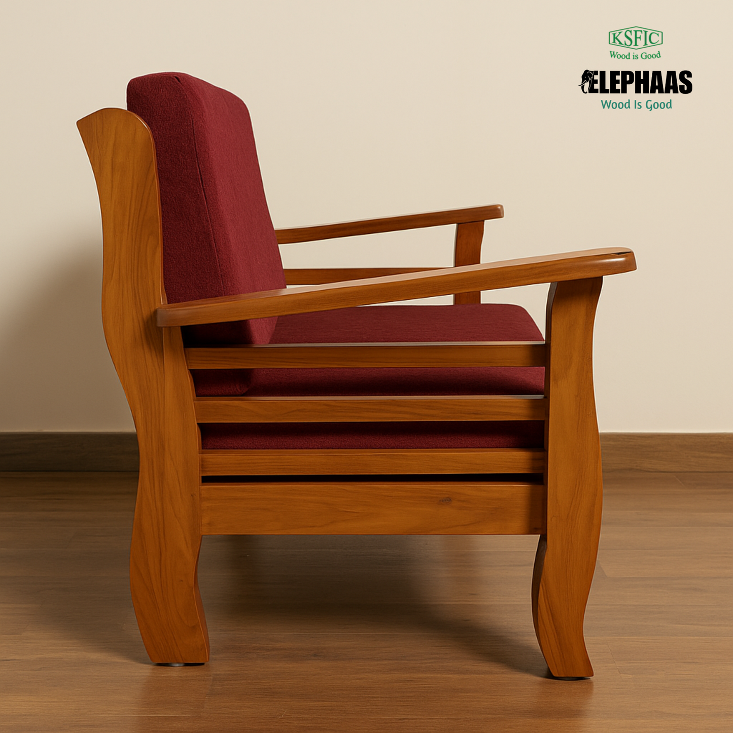 Acacia Wood Sofa with Cushion